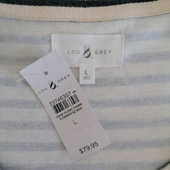 NWT Lou & Grey Womens Black & White Side Snap Striped Pullover Sweatshirt Size L - Picture 5 of 6